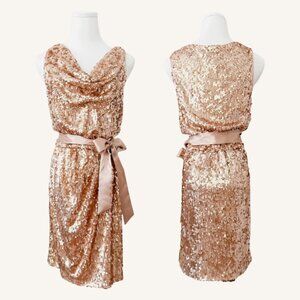 Vintage Cache Womens Gold Sequin Party Dress SZ 6 Y2K Glam Cocktail New Years